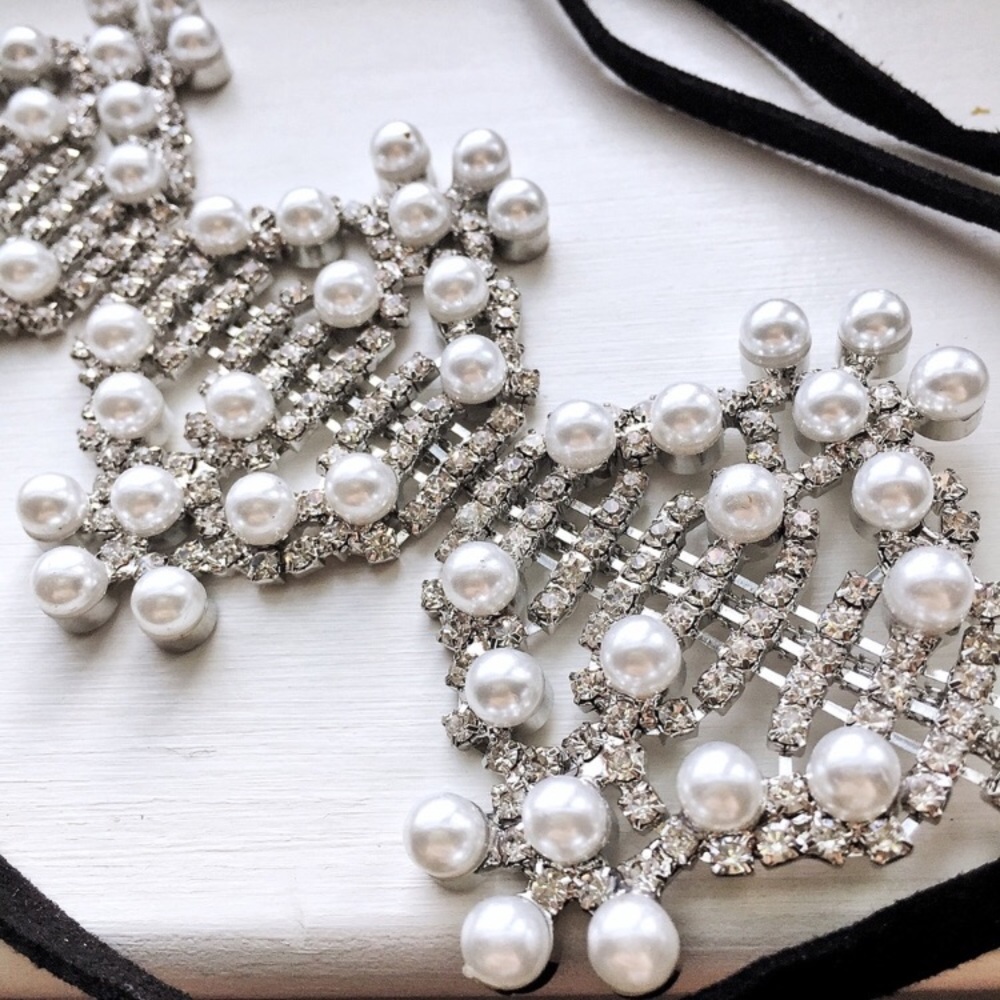 ⚜️[𝗡𝗪𝗧]⚜️Pearl Crystal Statement Choker NEW - Picture 5 of 8